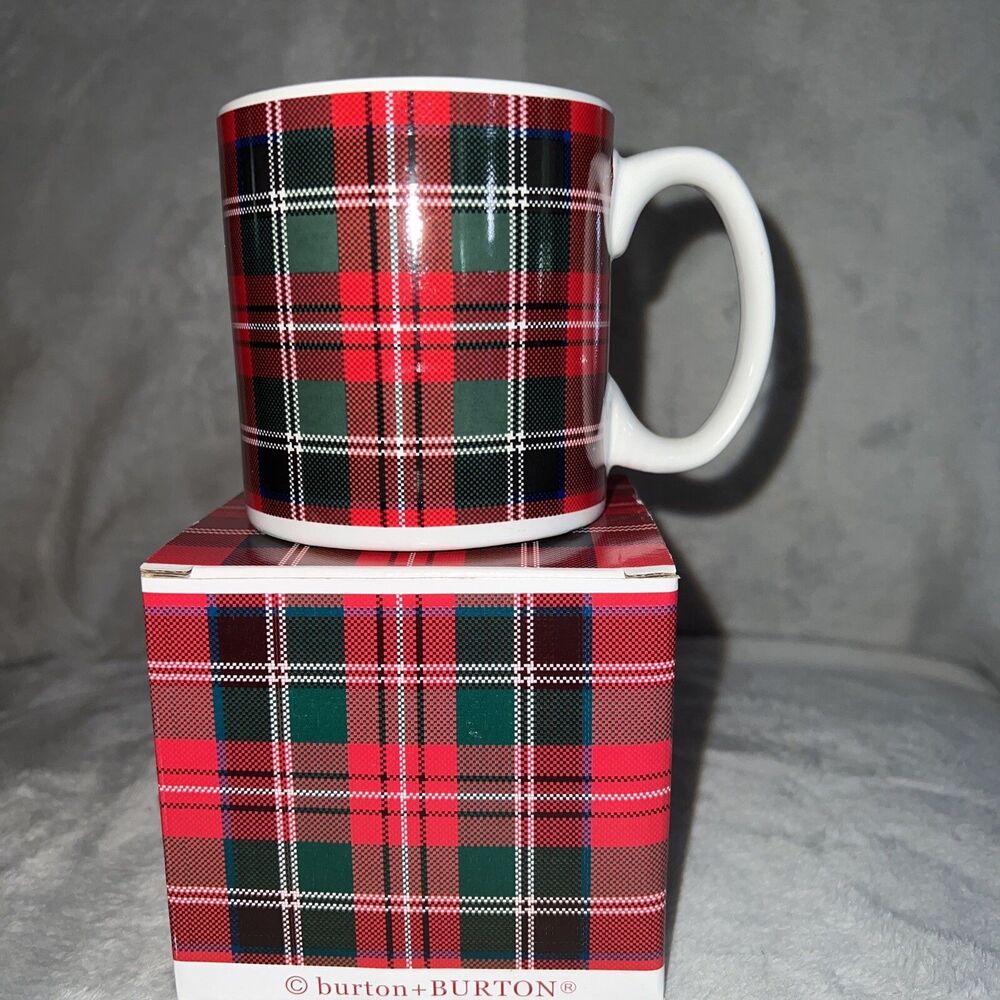 Plaid Coffee Mug Christmas Plaid Burton + Burton Highland Glen NIB 2008 Timmy Hi